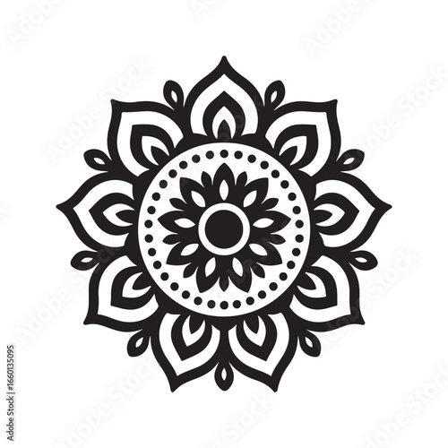 Ornamental Mandala Design Vector – Black Floral Symmetry Art