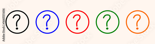 Colorful question mark set of vector isolated icons, Chat question icon, hand drawn question marks outline illustration isolated