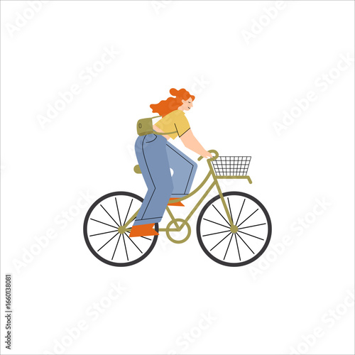 Woman with bike, tourist riding bicycle, female traveler cycling, active lifestyle journey, sightseeing by bike, urban cycling adventure, eco tourism, outdoor exploration, city ride and freedom