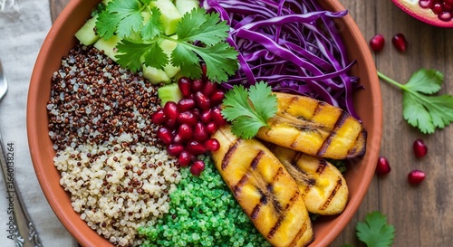 Wallpaper Mural A closeup of a vibrant bowl of quinoa vegetables and grilled plantains Torontodigital.ca