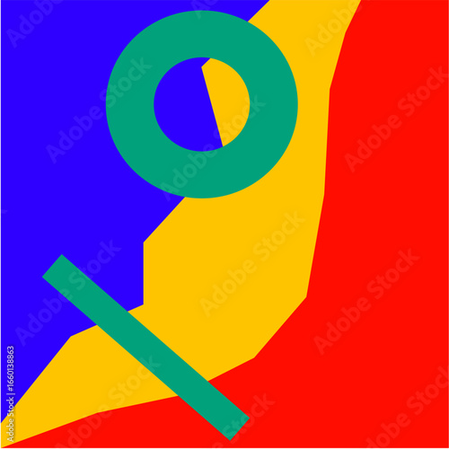 Free Download Abstract Geometric Shapes Graphic in Yellow  Red  and Blue - GFXLoad