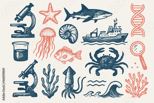 Marine Biology Doodle Illustration