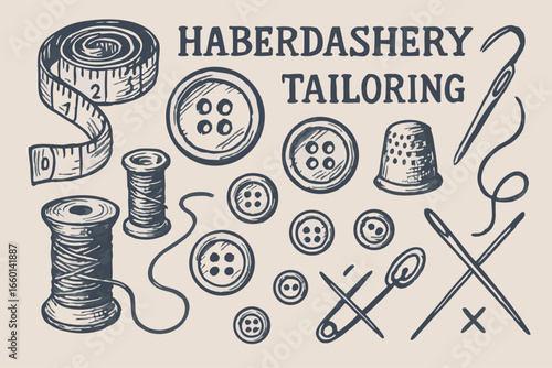 Haberdashery and Tailoring Tools Illustration