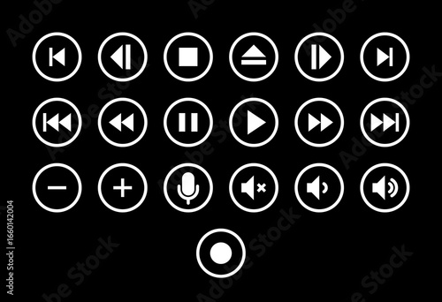 A set of media control UI buttons 