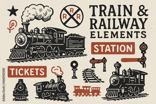 Train & Railway Elements Illustration