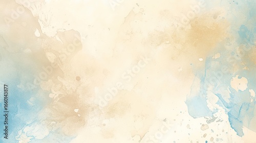 Abstract watercolor background, pastel blue, beige, pastel texture, light tones, subtle watercolor style, flat minimalist hand-drawn vector illustrations, harmonious composition.