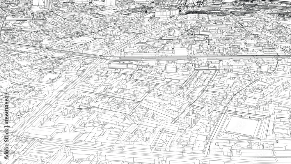 Obraz premium Intricate Urban Wireframe