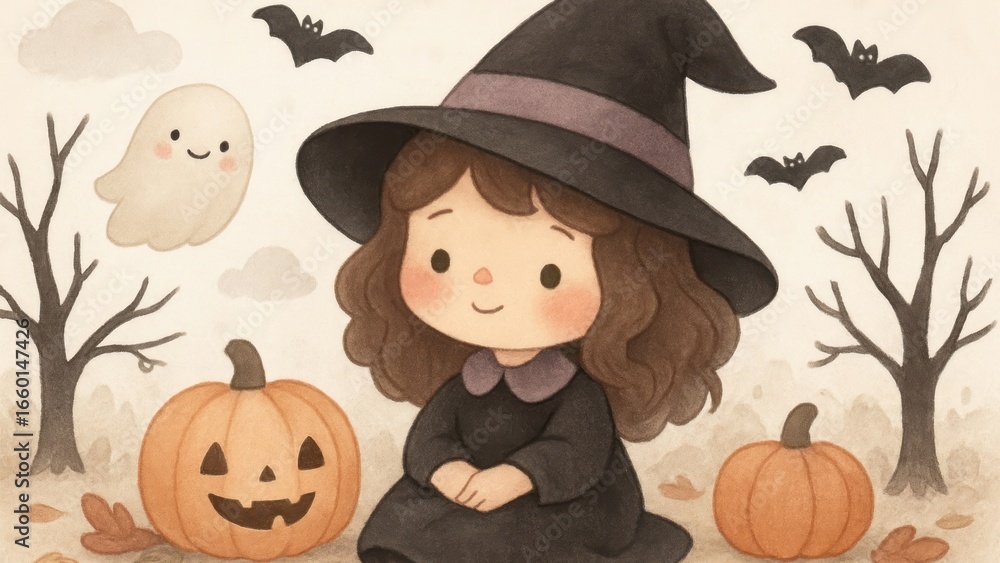 Fototapeta premium Charming Halloween witch illustration