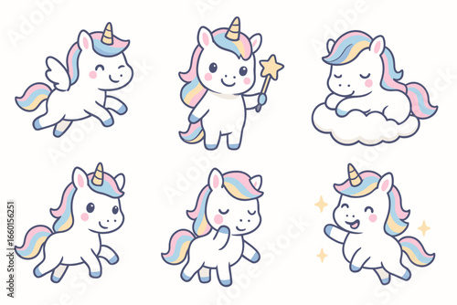 Cute Unicorn Sticker Pack with Magic and Rainbows