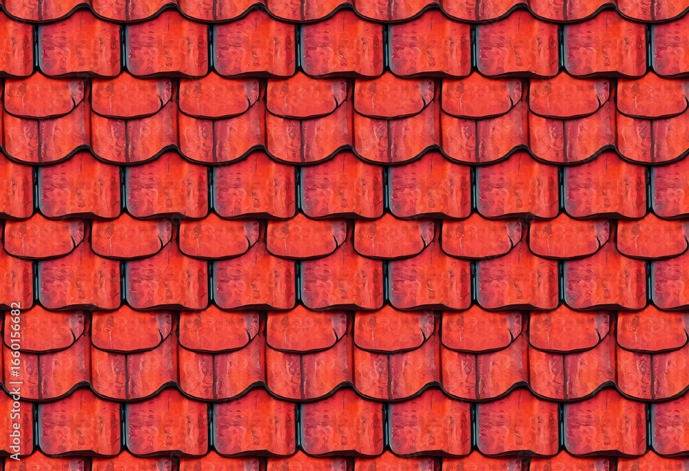Fototapeta premium Repeating geometric roof tile pattern, textured background, spanish, architecture