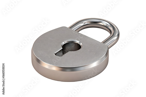 Silver padlock with keyhole, isolated on black background