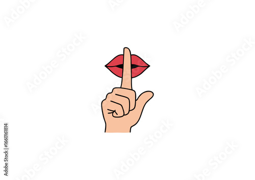 icon of finger on lips, silence gesture