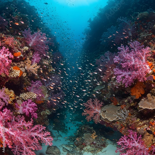 Wallpaper Mural Vibrant coral reef with colorful fish swimming through the stunning underwater landscape Torontodigital.ca