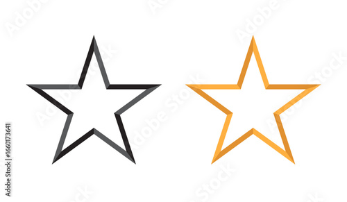 Gray and yellow five-pointed stars with facets creating light and shadow effects, isolated on transparent background. 