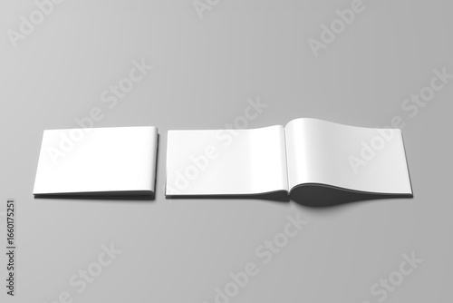 Bilde på lerret Blank landscape format 3D illustration brochure grey background, 3D illustration