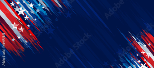 Stars and stripes grunge distressed patriotic modern 
American flag background, USA. Dark Blue pattern 
edge Border vector, copy space for Christmas, 
Social Media, Sale, 4th of July, Business