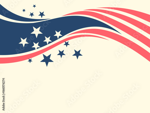 Minimalist USA Flag Stars and Stripes retro vintage patriotic abstract background border template for 4th of July, Veterans day, Memorial day, Labor day, Holidays, Christmas, Social Media, Sale