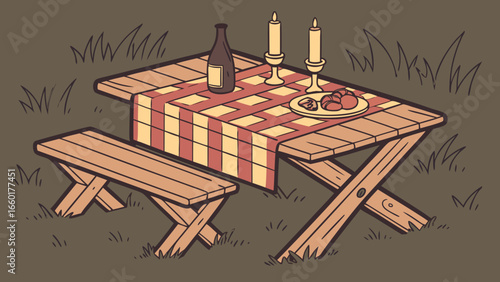 warm candlelight illuminating a rustic dinner tabl