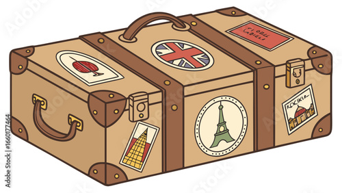 vintage suitcase with travel sticker