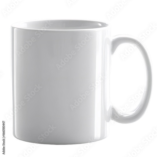 シンプルな白いセラミックマグ 白い背景に分離されたドリンクウェア