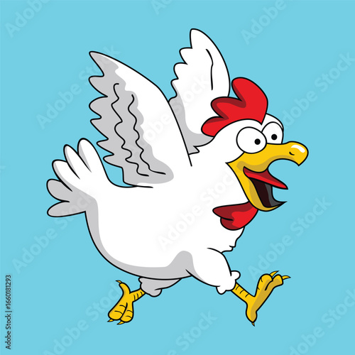 running chicken cartoon design. farm animal