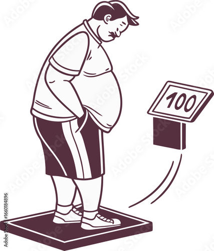 fat man on the overweight icon vector illustration