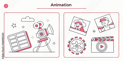 Set of 40 minimal line icons for augmented reality applications