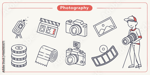 Minimal line icons for photography and creative projects