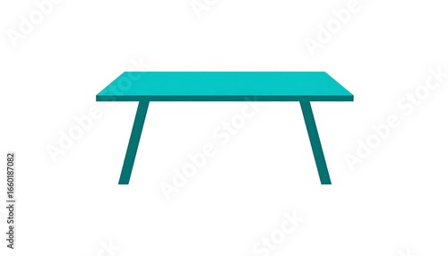A simple, teal-colored, rectangular table is displayed against a white background.