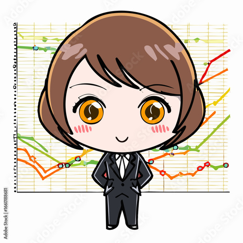 decisive stock trader cartoon icon embodying split-second impulsivity with oversized head flair for bold ADHD visuals