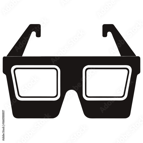 Black 3d glasses silhouette on white background