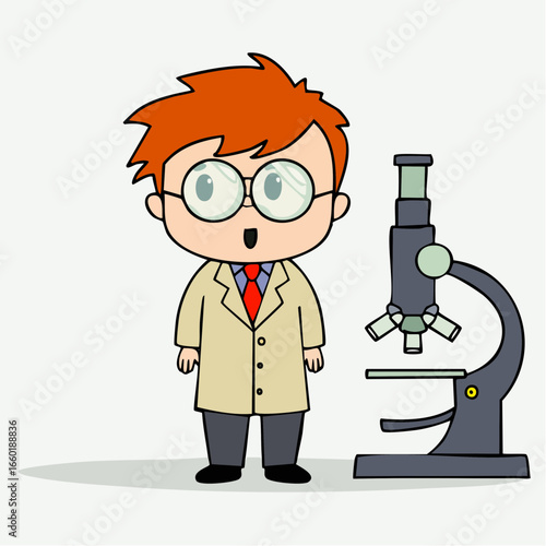  inquisitive scientist cartoon icon showcasing insatiable curiosity with oversized head design for insightful ADHD visuals