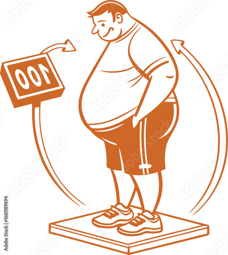 overweight fat man vector