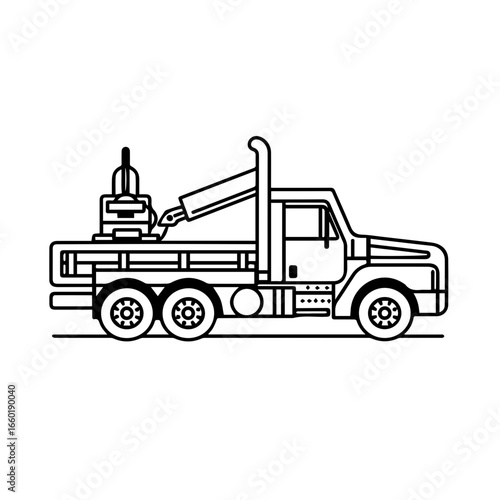 Utility truck with crane lifting equipment for construction projects in urban settings