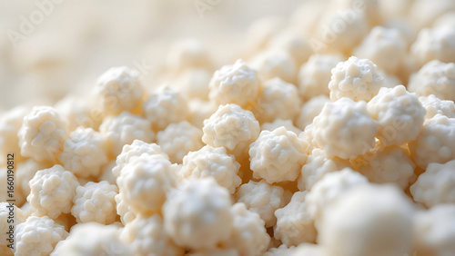 A micrograph of polysaccharide molecules, specifically starch granules. 