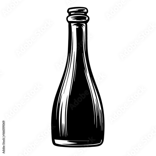 Elegant black vector bottle design perfect for restaurant menus and celebration graphics