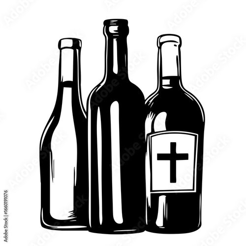 Various types of bottles featuring different shapes and designs for use in beverage illustration and graphic design projects