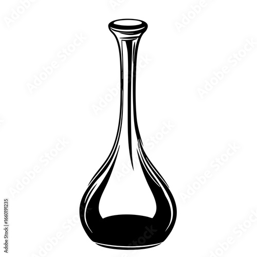 Elegant black vector design of a classic wine decanter showcasing its graceful curves and refined shape for artistic inspiration