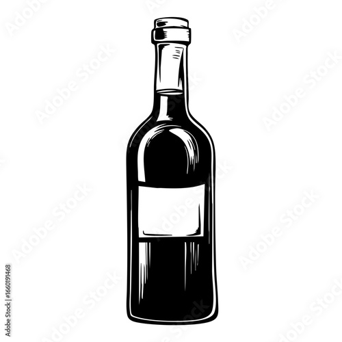 Vintage wine bottle silhouette design featuring classic styling and detailed features for creative projects
