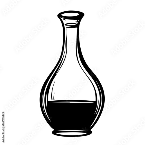 Elegant black vector representation of a wine decanter with liquid for sophisticated dining experiences and events