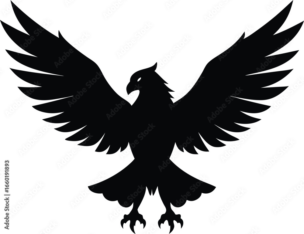 Obraz premium Majestic eagle spreading wings silhouette