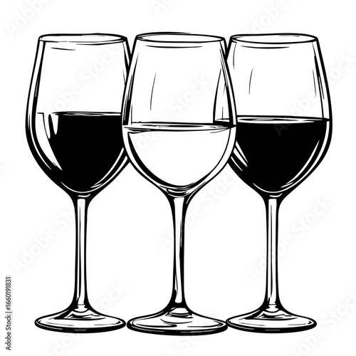 Collection of elegant wine and water glasses featuring different contents arranged in a stylish manner