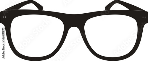 Clean silhouette of eyeglasses on white background