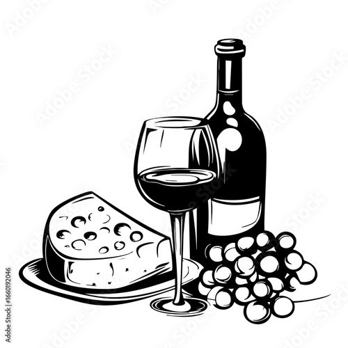 Enjoying wine and cheese with fresh grapes for a delightful evening gathering