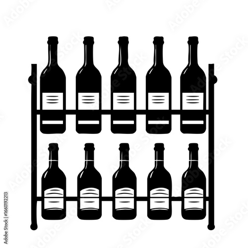 Wine rack with various bottles arranged in two tiers for wine storage, showcasing an elegant and functional design for wine enthusiasts