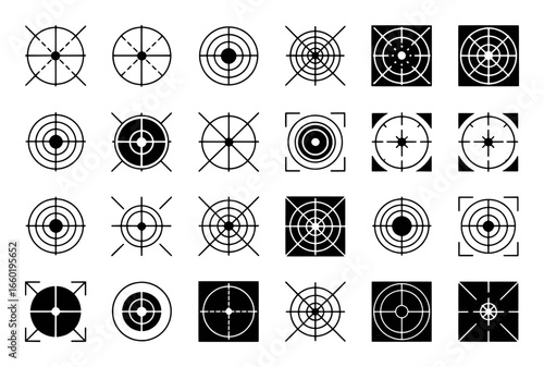 Collection of Diverse Target Icons and Symbols for Aiming and Precision