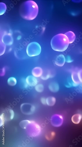 Floating Spheres: Abstract Motion of Luminous Orbs in a Dreamy, Colorful Space