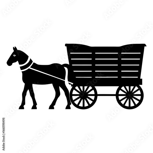 Silhouette vector illustration of a horse carriage