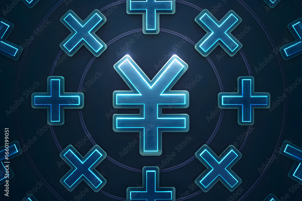 Obraz premium 3D Holographic Representation of Currency Symbol with Abstract Design