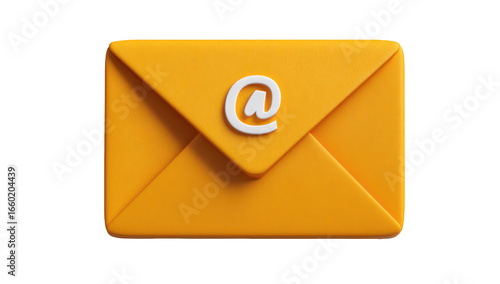 3D yellow email envelope icon, with white 
